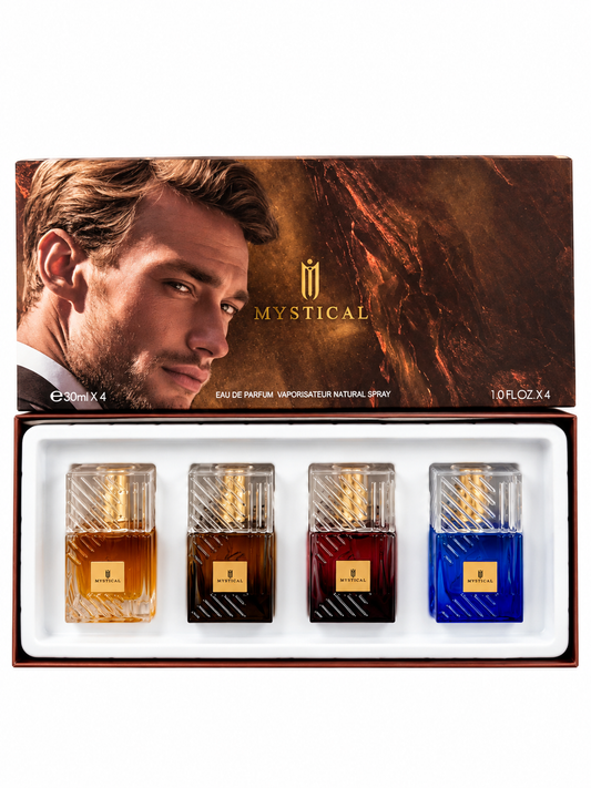 Zestaw męskich perfum Mystical – 4 × 30 ml